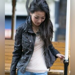 ALL SAINTS Belvedere Black Leather Jacket